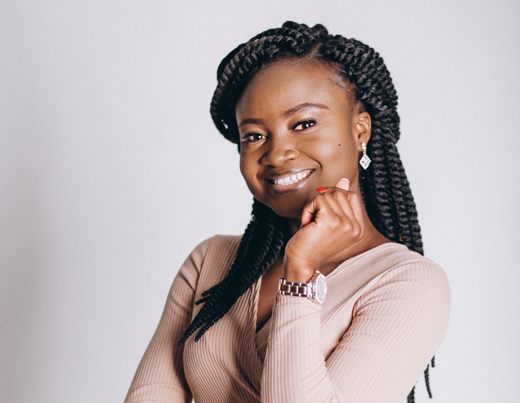 afro american woman model in studio